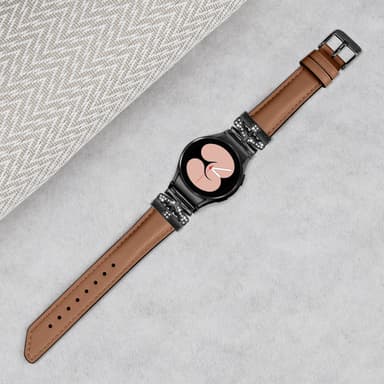 Bling Rhinestone Leather Watch Band for Samsung Galaxy Watch 4/5/6 Series Brun