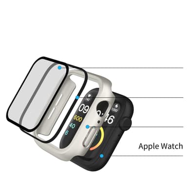 INF 2-Pack vanntett etui for Apple Watch iWatch 9/8/7/6/5/4 IPX8 sølv 44 mm