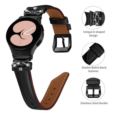 Bling Rhinestone Leather Watch Band for Samsung Galaxy Watch 4/5/6 Series Sort