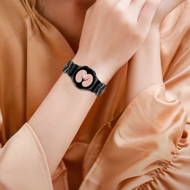Bling Rhinestone Leather Watch Band for Samsung Galaxy Watch 4/5/6 Series Brun