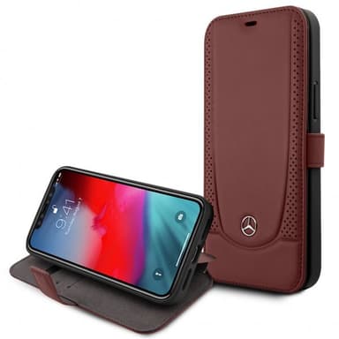 Mercedes Benz iPhone 12/iPhone 12 Pro Etui Logo Perforert Rød