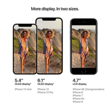 iPhone 12 - 5G smarttelefon 128 GB (sort)