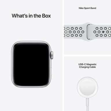 Apple Watch Nike SE 44 mm GPS (sølv alu/platinasort sportsreim)