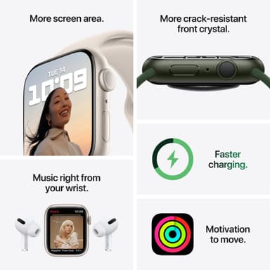 Apple Watch Series 7 41mm GPS (stjerneskinn alu/stjerneskinn sportsreim)