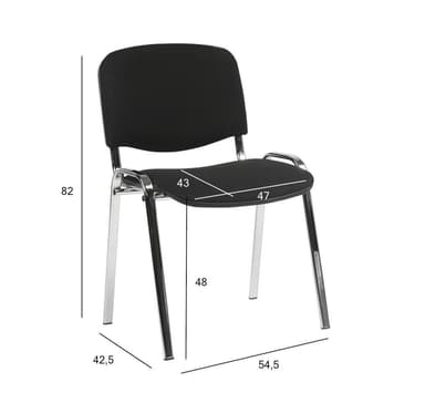 Gjestestol ISO sort/krom