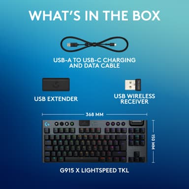 Logitech G915 X Lightspeed TKL Wireless Clicky gamingtastatur (sort)