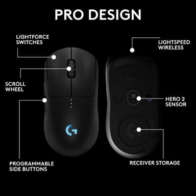 Logitech G PRO 2 LIGHTSPEED gamingmus (sort)