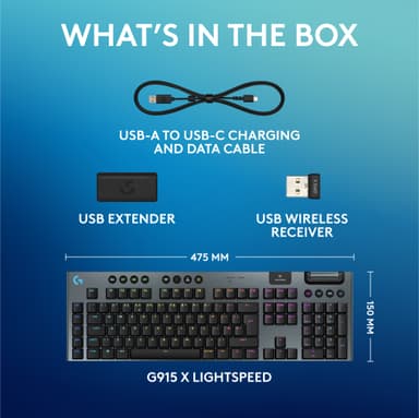 Logitech G915 X Lightspeed Wireless Clicky gamingtastatur (sort)