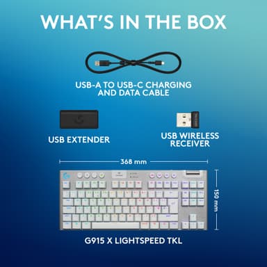 Logitech G915 X Lightspeed TKL Wireless Tactile gamingtastatur (hvit)