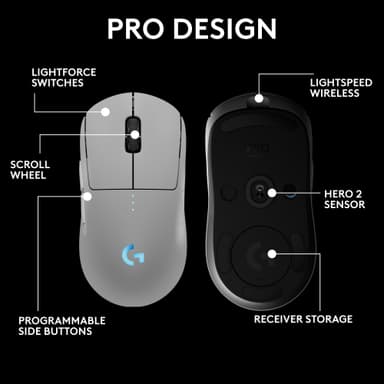 Logitech G PRO 2 LIGHTSPEED gamingmus (hvit)