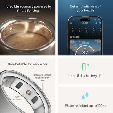 Oura Ring smarttring 4 størrelse 4 (Brushed Silver)