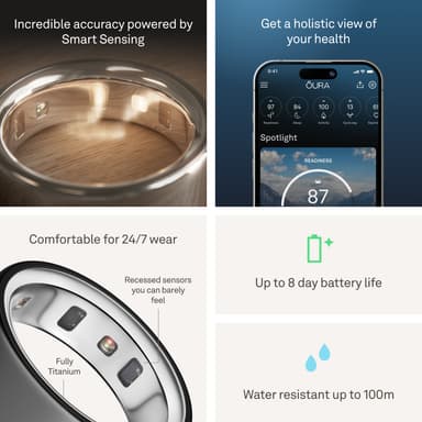 Oura Ring smarttring 4 størrelse 8 (Stealth)