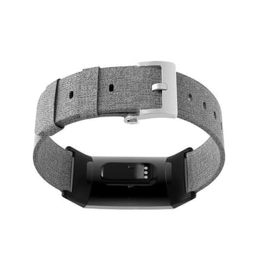 Canvas Nylon klokkerem for Fitbit Charge 3 Grå
