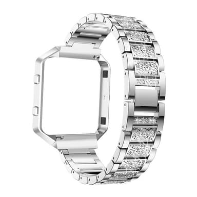 Smart klokkerem Diamond-klokkerem med klokkeramme for Fitbit Blaze Sølv
