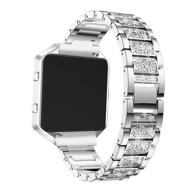 Smart klokkerem Diamond-klokkerem med klokkeramme for Fitbit Blaze Sølv