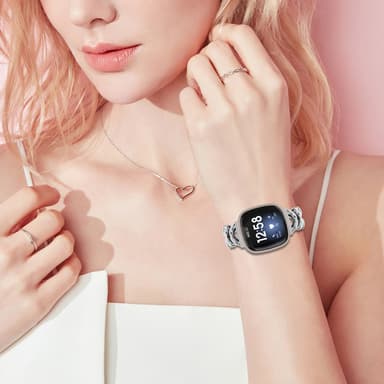Fitbit Versa 4 klokkerem i rustfritt stål Sølv