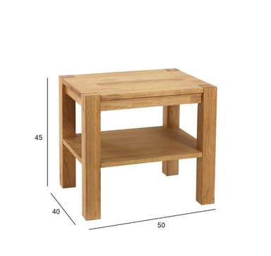 Nattbord CHICAGO NEW, 50x40xH45cm, med hylle, tre: eikefiner, farge: naturlig