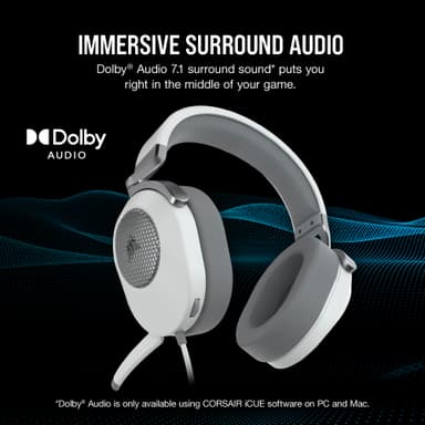 Corsair HS65 surround gaming headset (hvit)