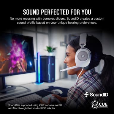 Corsair HS65 surround gaming headset (hvit)