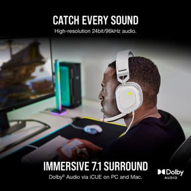 Corsair HS80 RGB USB gaming headset (hvit)