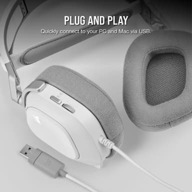 Corsair HS80 RGB USB gaming headset (hvit)