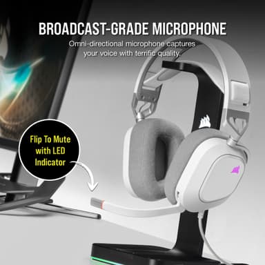 Corsair HS80 RGB USB gaming headset (hvit)