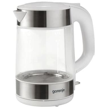 Gorenje vannkoker K17GWE elektrisk, 2200 W, 1,7 L, glass, 360° rotasjonsbase, transparent/hvit