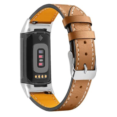 Fitbit Charge 5 armbånd i ekte skinn Brun