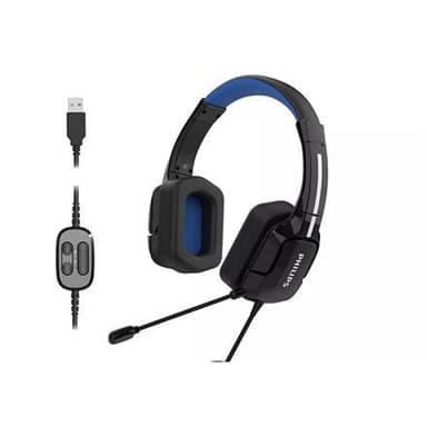 Philips spillhodesett TAGH401BL/00 Mikrofon, svart/blå, kablet