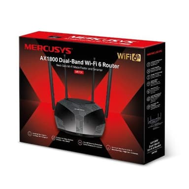 Mercusys AX1800 Dual-Band WiFi 6 Router MR70X 802.11ax, 1201+574 Mbit/s, 10/100/1000 Mbit/s, Ethernet LAN (RJ-45) porter 3, Antennetype 4xFixed, Svart