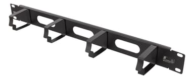 DELTACO 19"" 1U Metal Cable Management with brush, 4 metal rings