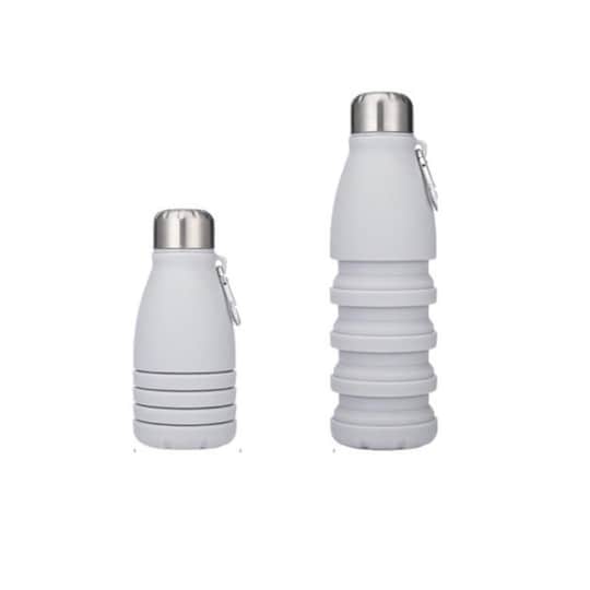 Sammenleggbar vannflaske lekkasjesikker silikon 550 ml Grå