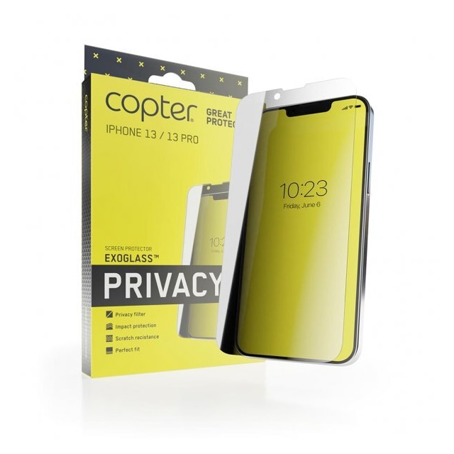 Copter iPhone 13/iPhone 13 Pro Skjermbeskytter Exoglass Flat Privacy