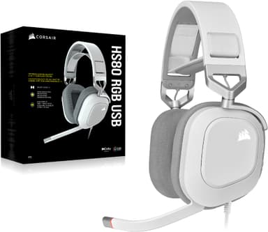 Corsair HS80 RGB USB gaming headset (hvit)