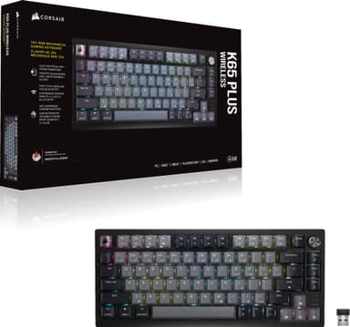 Corsair K65 Plus gamingtastatur (sort, grå)