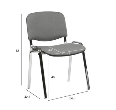 Gjestestol ISO grå/krom