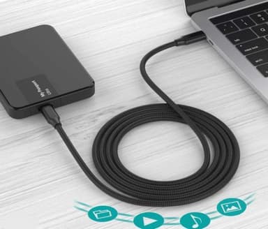 USB-C ladekabel 3A 60W hurtiglading / data Sort 1 m
