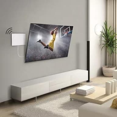 Barkan innendørs HDTV bordplate flatantenne 40Miles/65km AF40P Veggfeste, hvit
