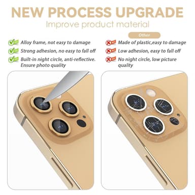 Linsedeksel iPhone 13 Pro / 13 Pro Max 3-pack Gold