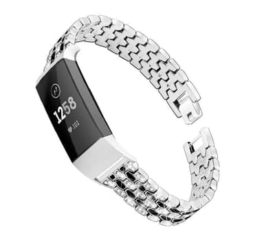 Klokkearmbånd som er kompatibelt med Fitbit Charge 3/4 Alloy / Rhinestone Silver / Black