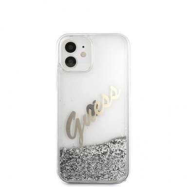 Guess iPhone 12 Mini Deksel Liquid Glitter Vintage Sølv