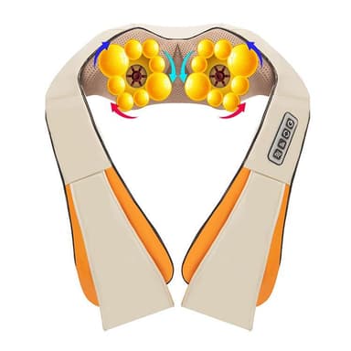 Elektrisk Shiatsu massasjepute med varme for nakke/skulder Beige