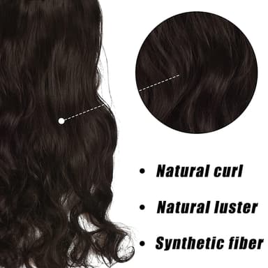 Clip-on langt bølget hår extensions 55 cm Mørkebrun