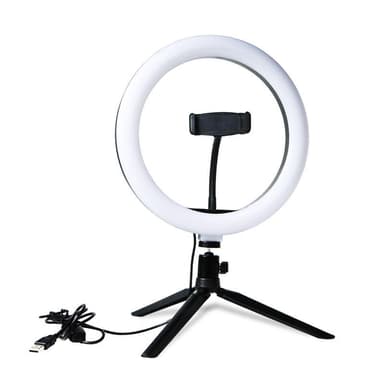 Selfie-lampe LED-ring (20 cm) med stativ og mobilholder