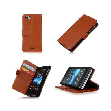 Lommebokdeksel 2-kort Sony Xperia J (ST26i)  - brun