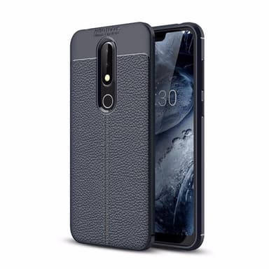 Lærmønstret silikondeksel Nokia 6.1 Plus (TA-1083)  - Blå
