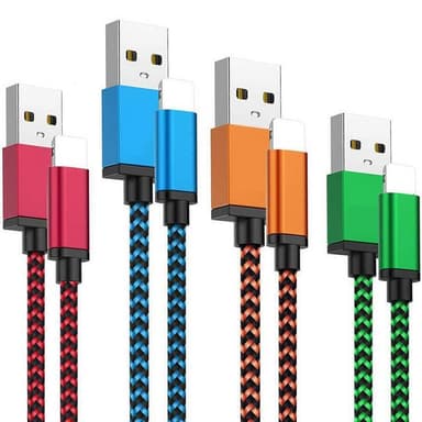 Flettet ladekabel til iPhone 3m - Blå / svart