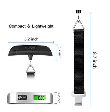 Digital bagasjevekt med termometer 50 kg Svart