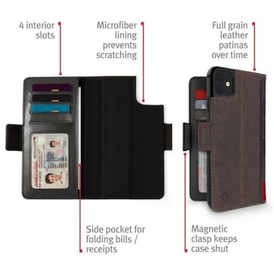 Twelve South iPhone 11 Pro Max Etui BookBook Ekte Skinn Löstagbart Deksel Svart