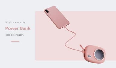 Power Bank og håndvarmer rosa 10000mAh